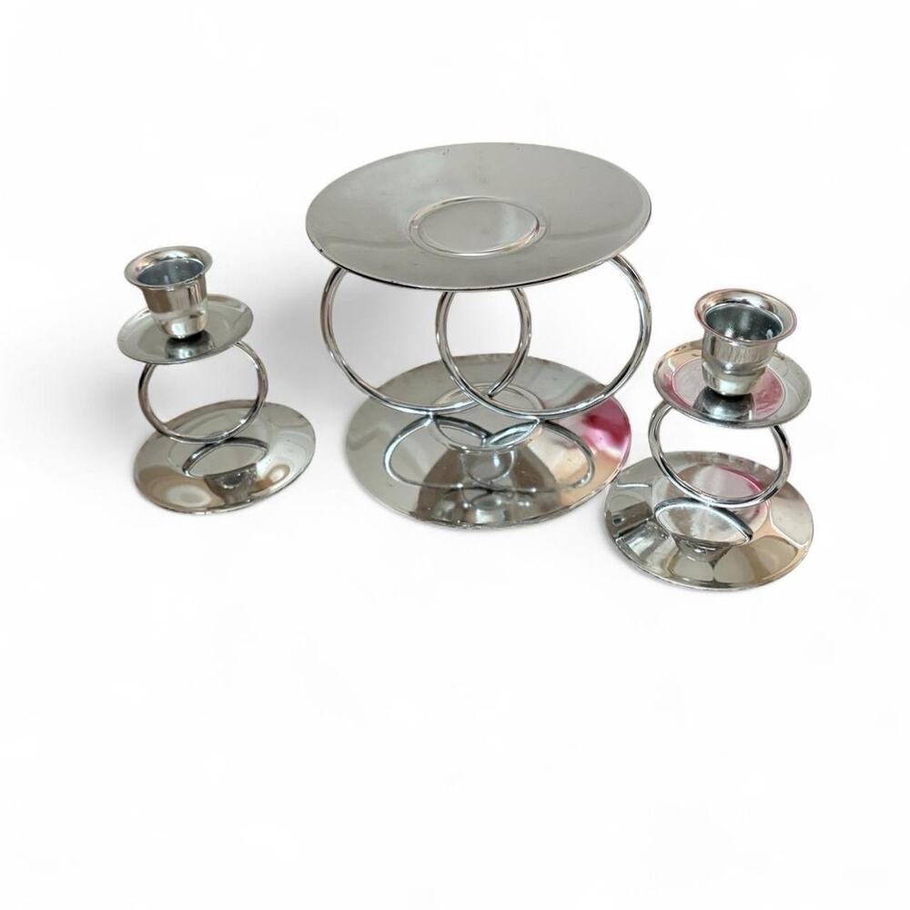 Metal Glow by Galow – Silver Unity Candle Holder Set | Wedding Candle Ceremony